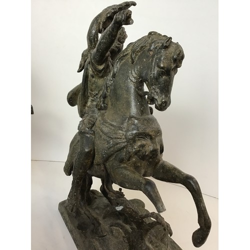 387 - Cast Rider on Horseback - H37cm