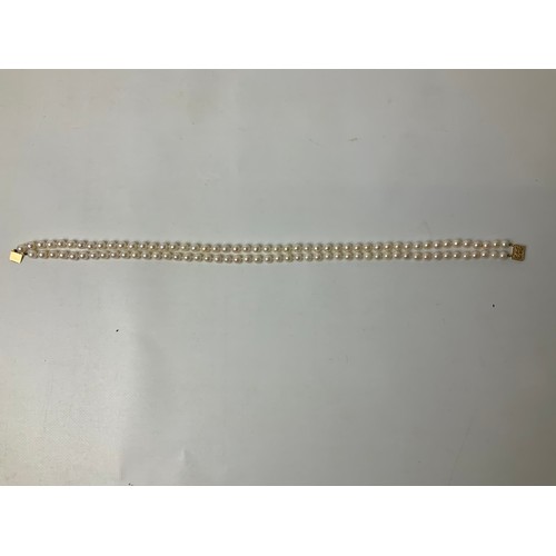 124 - Knotted Pearl Necklace with 14ct Gold Clasp - 39cm