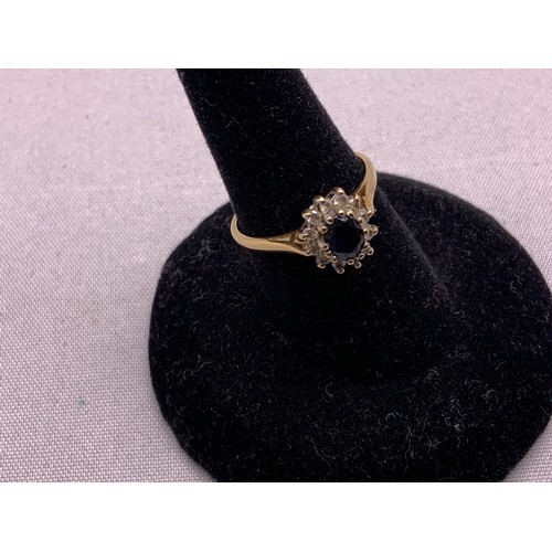 367 - 9ct Gold Sapphire and Diamond Ring - Size I - 1.4gms