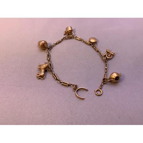 321 - 9ct Gold Charm Bracelet - 19cm - 10.2gms