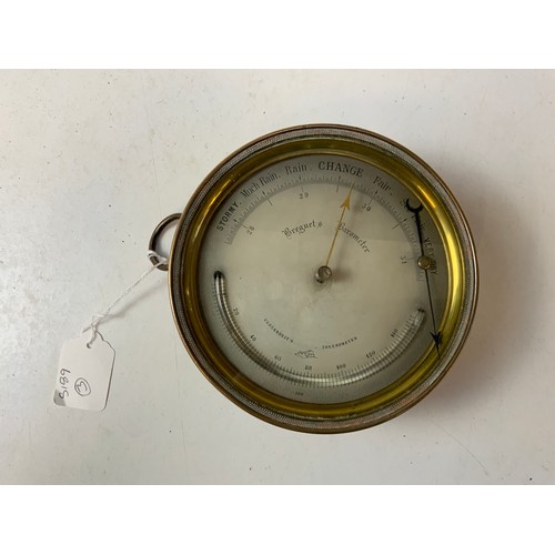 303 - Breguets Brass Barmoter/Thermometer - D16cm