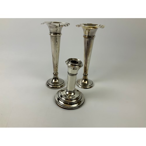 150 - Silver Vases and Candlestick
