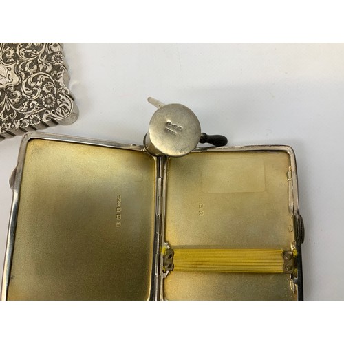 155 - Silver and Silver Plate - Calling Card Case, Cigarette Case and Tastevin etc
