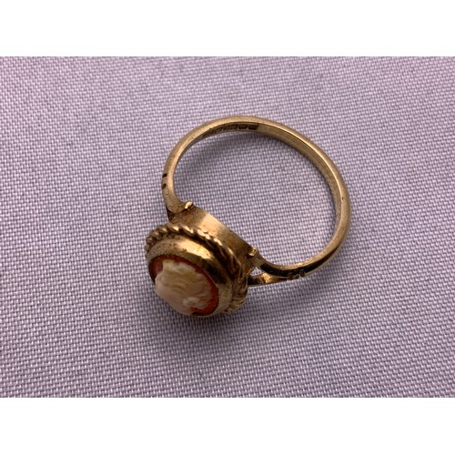 204 - 9ct Gold Cameo Ring - Size O - 2.4gms