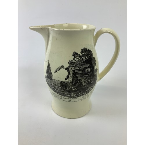 36 - Liverpool Creamware Jug Depicting and Inscribed Sweet Poll of Plymouth and a Sailor Farewell and a B... 