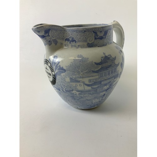 336 - Welsh Blue and White Pub Jug - Named to the Britannia Inn Bryan (Bryn Neath Port Talbot Wales) 140 m... 