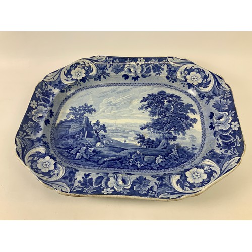 49 - Large Early Transfer Printed Blue and White Meat Plate - Marked Stafford Gallery Opaque China to the... 