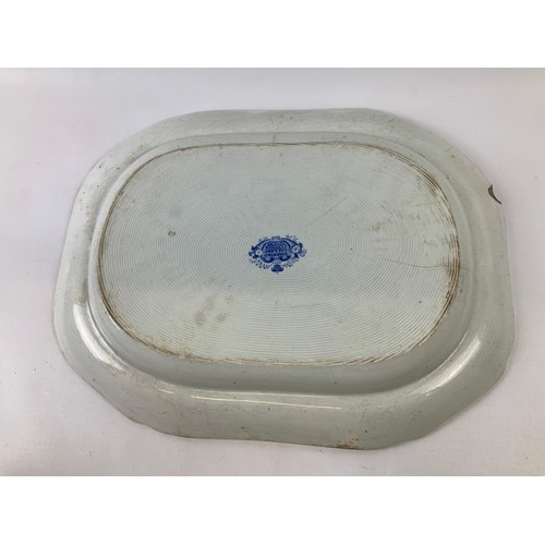 49 - Large Early Transfer Printed Blue and White Meat Plate - Marked Stafford Gallery Opaque China to the... 