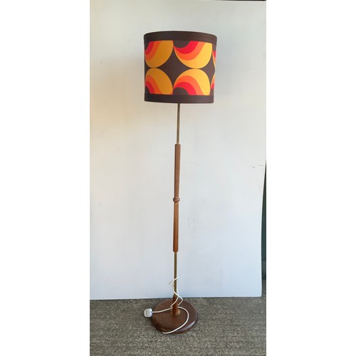 123 - Retro Teak Floor Lamp with Shade - Working