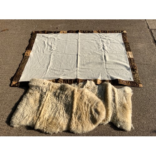 452 - Throw and 2x Sheepskin Rugs