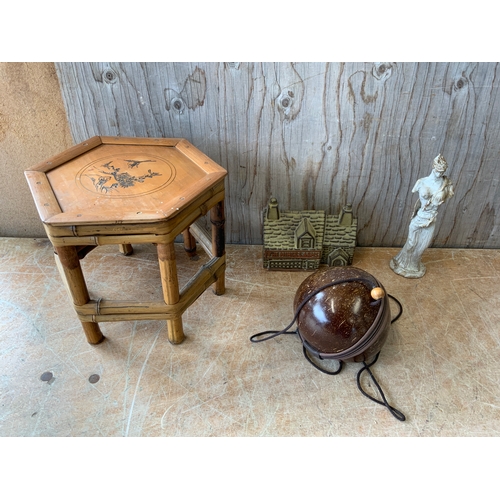 389 - Small Chinese Table and Nut Handbag etc