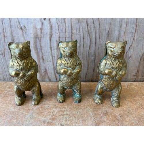 506 - 3x Brass Bear Money Boxes