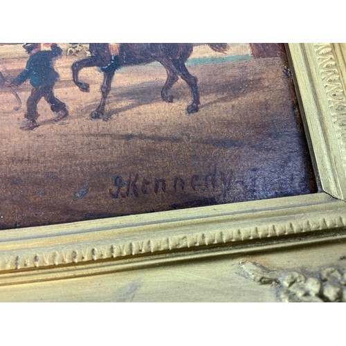 81 - Gilt Frame Oil on Board - The Star Inn Barnstaple by Joseph Kennedy – Barnstaple Artist (C.1838-1893... 