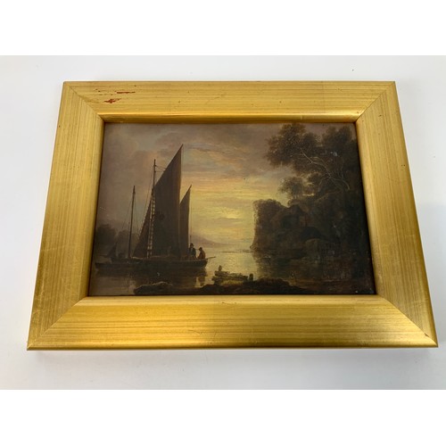 85 - Framed Oil on Board - View on the River Taw North Devon by John Wallace Tucker – 1808-1868 - Signed ... 