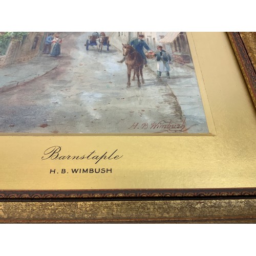 234 - Gilt Frame Watercolour - Pilton Street, Barnstaple by H.B. WIMBUSH (C.1858-1943) - This Original Wat... 