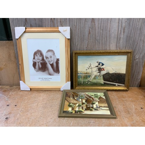 213 - Framed Picture - Richard Dunwoody on Desert Orchid, Pine Photo Frame and Framed Picture - Royal Oak ... 