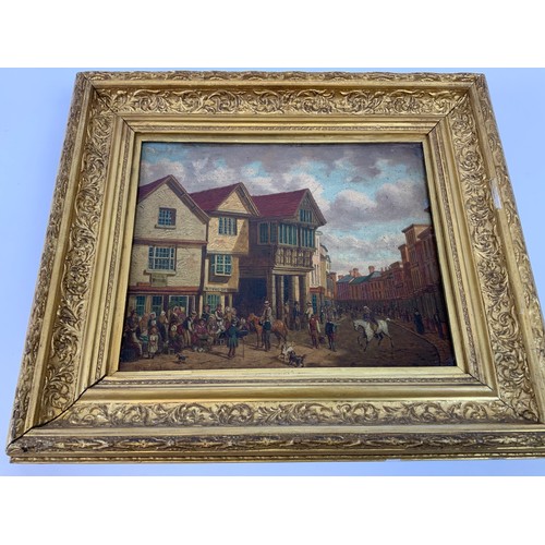 70 - Gilt Frame Oil on Board -  The Old Guildhall, Barnstaple by Joseph Kennedy – Barnstaple Artist (C.18... 