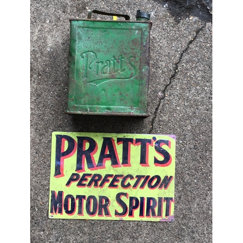 54 - Pratts Fuel Can and Metal Sign