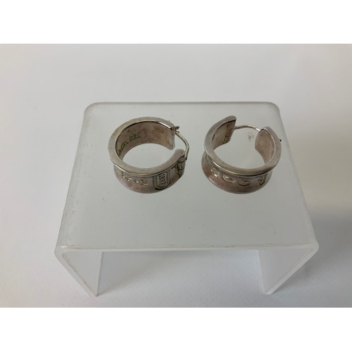 426A - Pair of Tiffany Silver Wide Hoop Earrings - 1837 - Marked 925 Silver