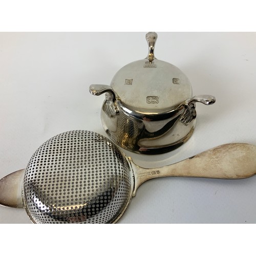 335A - Silver Tea Strainer and Bowl - Birmingham 1979 - 105gms