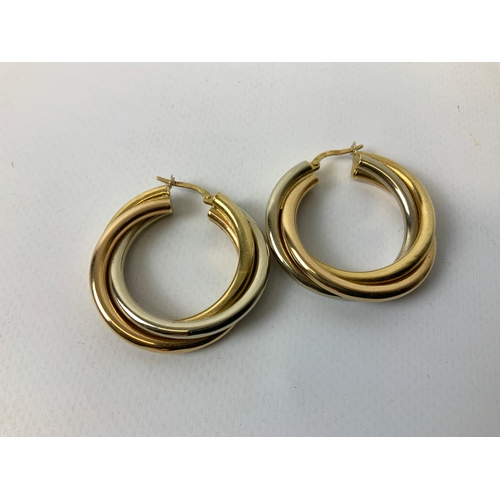 106 - Pair of Large 18ct Hoop Earrings - 10.7gms