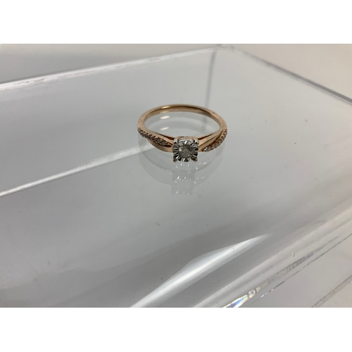 128 - 9ct Gold Diamond Ring - Size N - 1.7gms