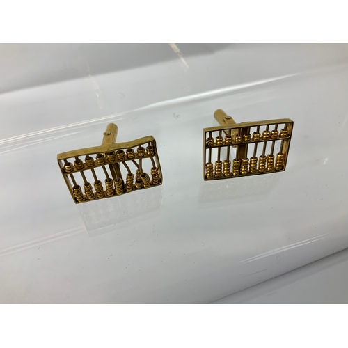 115 - Pair of 14ct Gold Abacus Cuff Links - 7.7gms