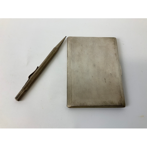 112 - Silver Pencil and Cigarette Case - 188gms