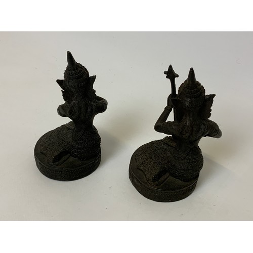 200 - Pair of Antique Buddhist Bronze Female Figures - 14cm High