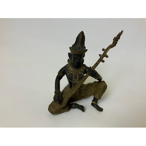 117 - Antique Buddhist Bronze Thai Prince Musician – 13cm High