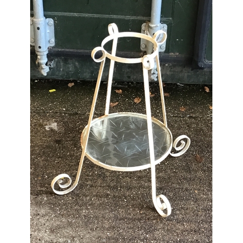 13 - Wrought Iron Plant Stand with Glass Shelf