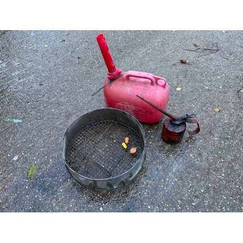 19 - Garden Sieve, Fuel Can and Oil Can