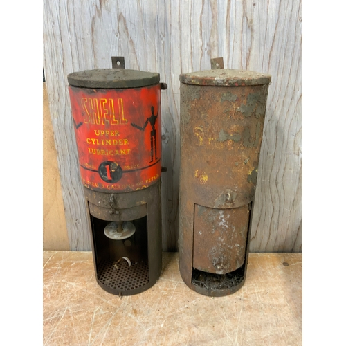 53A - 2x Vintage Shell Upper Lubricant Dispensers