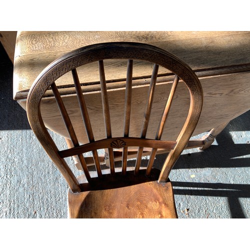 395 - Oak Drop Flap Table and 4x Chairs with Shaped Seats