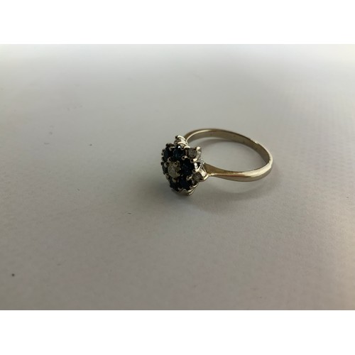 591 - 18ct Sapphire and Diamond Ring Size - L - 3.9gms