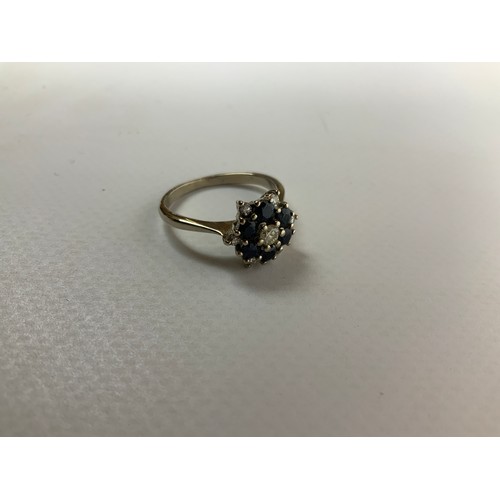 591 - 18ct Sapphire and Diamond Ring Size - L - 3.9gms