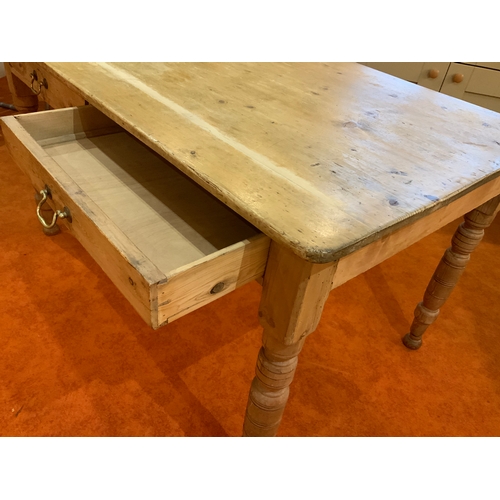 474A - Victorian Pine Kitchen Table with Two Drawers