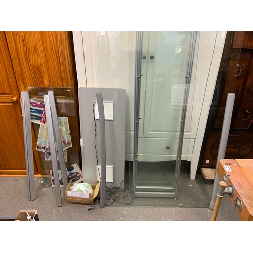 713A - Modern Display Cabinet. One Door Broken but Hinge Supports Present includes LED Lights 96 x 40 x17 c... 