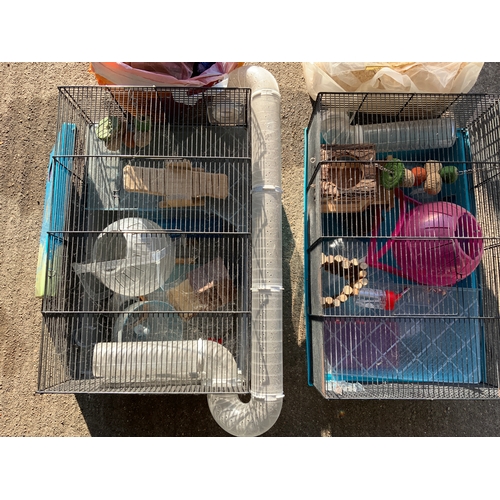 133 - 2x Small Animal Cages with Bedding and Other Accessories