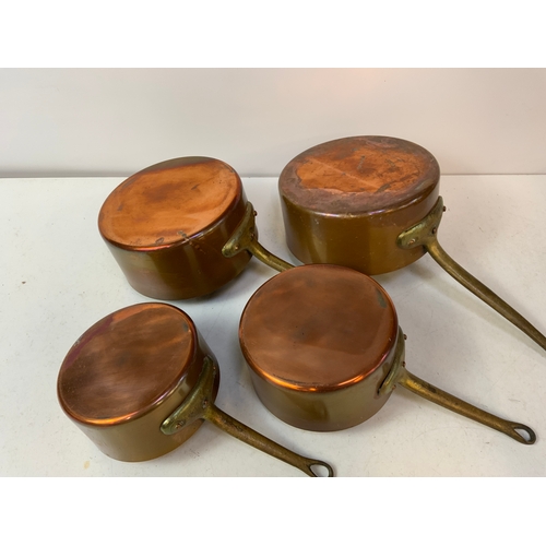 144 - Set of 4x Graduating Copper Pans