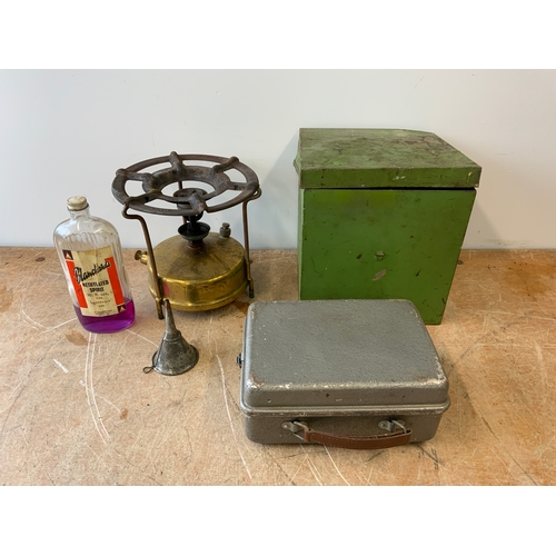 629 - Coleman Camping Stove in Tin and Vintage Lunch Box