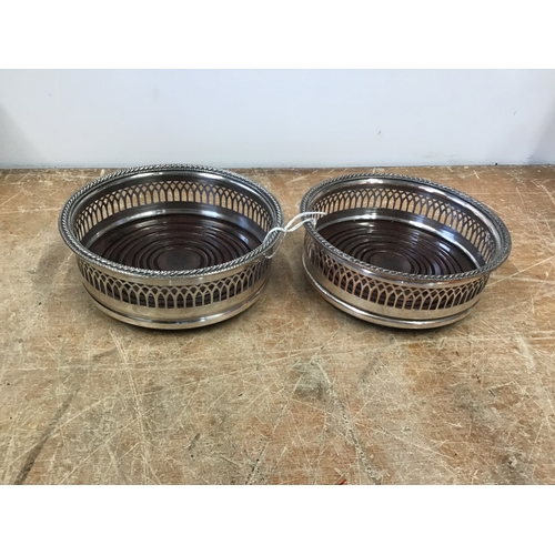 332 - Pair of Silver Plated Wine Coasters