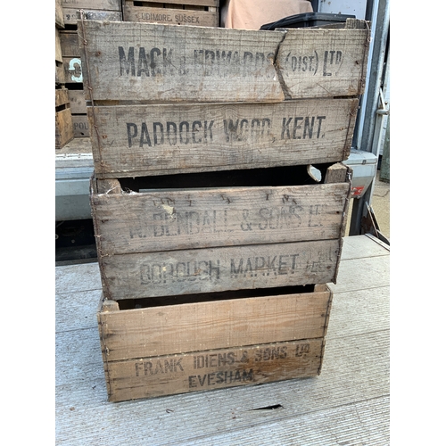 3 - 3x Vintage Wooden Crates