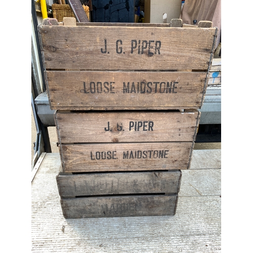 26 - 3x Vintage Wooden Crates