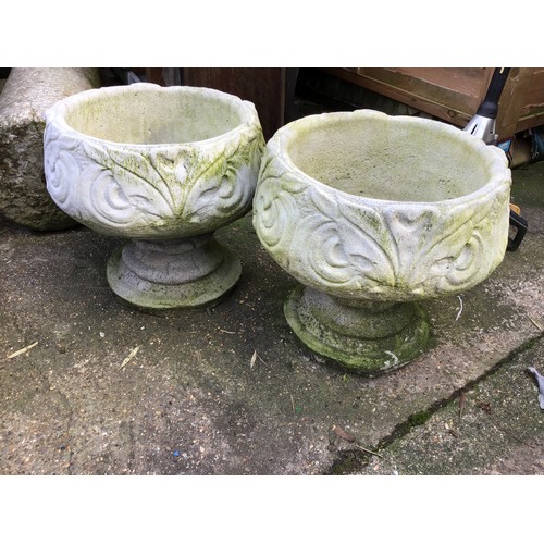 57A - Pair of Concrete Pedestal Planters