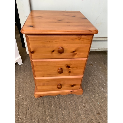 585 - Three Drawer Pine Bedside