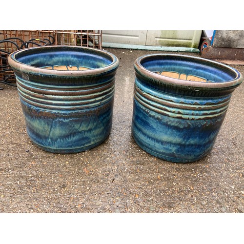 52 - Pair of Blue Glazed Planters