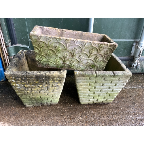 59 - 3x Concrete Planters