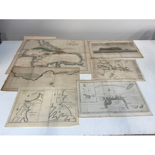 610 - 13x 18th and early 19th Century Maps and Prints - West Indies, Patagonia etc