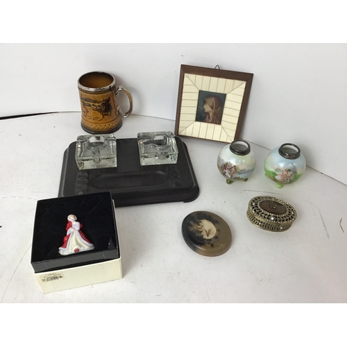 608 - Royal Doulton Miniature Lady - Rachel, Miniature and Desk Tidy etc